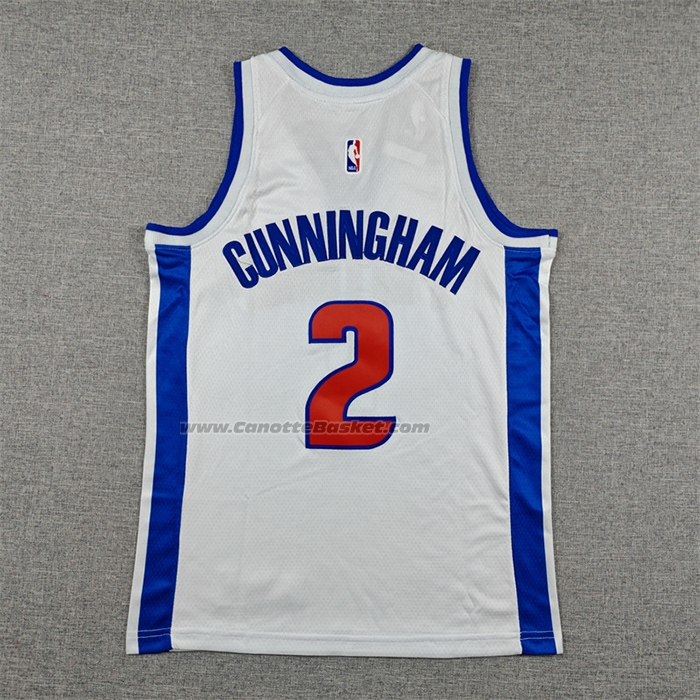 Maglia Bambino Detroit Pistons Cade Cunningham No 2 Association 2025-26 Bianco